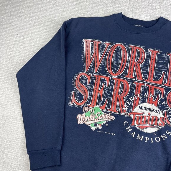 Vintage Minnesota TWINS 1991 World Series Champions Sweatshirt Sz L Made in USA - Picture 3 of 16